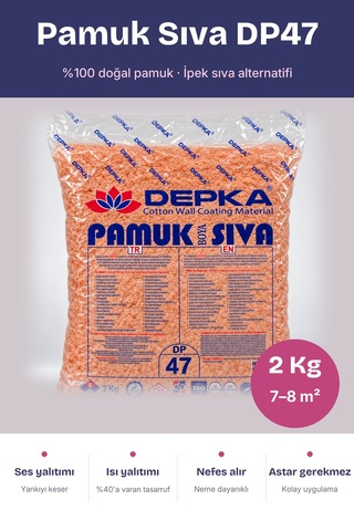 Depka Pamuk Sıva Dp47 2 Kg 7-8 M² İpek Sıva Alternatifi Isı Ve Ses Yalıtımlı Dekoratif Sıva