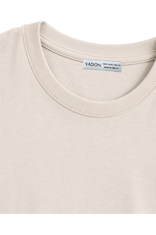 Vadon 1009 Kadın Pamuklu Regular Fit Bisiklet Yaka Yumuşak Dokulu Kısa Kollu Basic T-shirt Taş