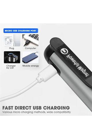 Aubyhe Alüminyum Abs El Feneri, Cob+led Işık, Type-c Şarj, Ipx4 Su Geçirmez, 300lm, Mıknatıs Ve Kalem Klasörü İle Taşınabilir Altın