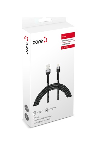Teknocep Siyah Shira Serisi Lightning Usb Kablo 2 Metre
