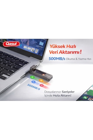 512 Gb Flash Bellek, Usb 3.2 + Type-c, 500mb/s Okuma, 450mb/s Yazma Hızı, Çift Bağlantı Noktalı, Darbeye Dayanıklı, Anti Manyetik, Sıcaklığa Dayanık -