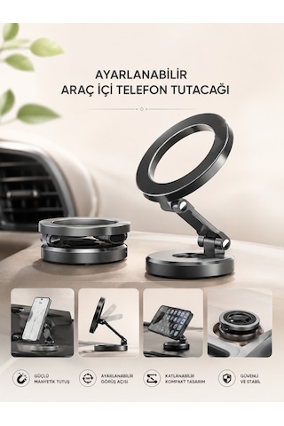 Araç İçi Telefon Tutacağı Manyetik Tasarım Ayarlanabilir Çokrenkli