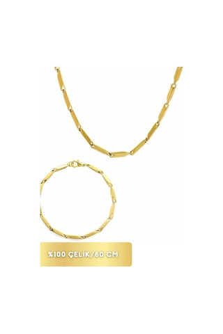 Küp Üçgen Model 1.sınıf Çelik Üzeri Altın Kaplama Kolye Bileklik Altın