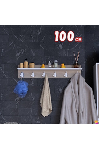 Modilayn Kedi Serisi 96,4x18 Cm 6'lı Set 18 Kancalı Banyo Askısı Ekstra Düzen Ve Yer Tasarrufu Beyaz - Cordoba