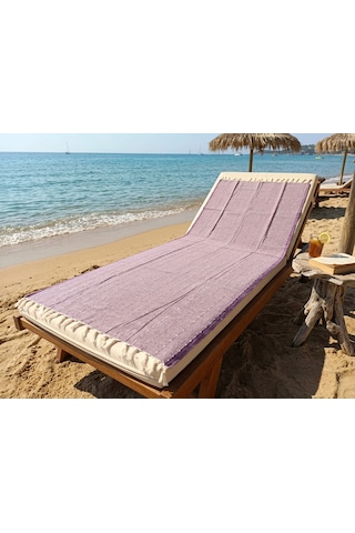 Ludıa %100 Pamuklu Çizgili Peştemal Havlu Banyo Ve Plaj Havlusu 90x185 Cm Mor