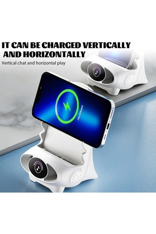 Jeemson Beyaz Abs 15w Hızlı Kablosuz Şarj Aleti, Telefon Stantlı Masaüstü Şarj İstasyonu 94 136 95mm