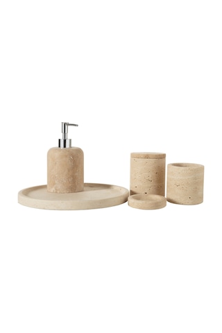 Mudo Home Evelyn Traverten 5'li Banyo Seti Bej
