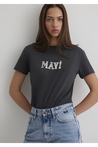 Mavi - Mavi Logo Baskılı Gri Tişört 1612232-34853 Gri