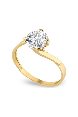 Chavin 0.85 Carat Tek Taş Sarı Altın Yüzük Br20