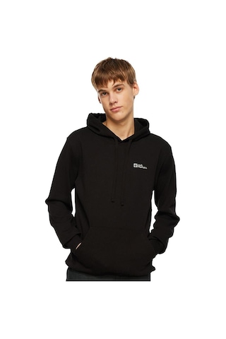 Jack Wolfskin Tommy Hoody Erkek Kapüşonlu Sweatshirt-9086 Siyah