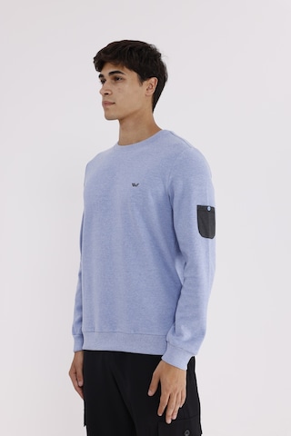 Rowinger Selanik Dokulu Yumuşak Tutuşlu Rahat Kalıp Sade Tasarım Uzun Kollu Sweatshirt Baby Blue