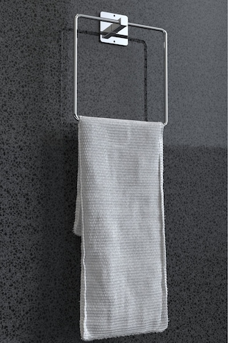 Karteya Yapışkanlı Gümüş Rulo Havluluk Wc Kağıtlık Ve Kare Havluluk Banyo Mutfak 3'lü Set Krom