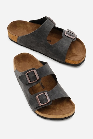 Tonny Black Poli Taban Çift Tokalı Ayarlamalı Unisex Füme Terlik Tbacr928 Füme