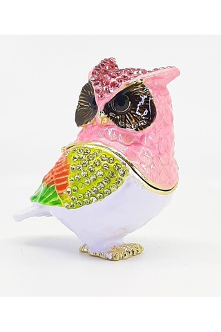 2li Swaroski Taşlı Metal Baykuş Mücevher Kutusu