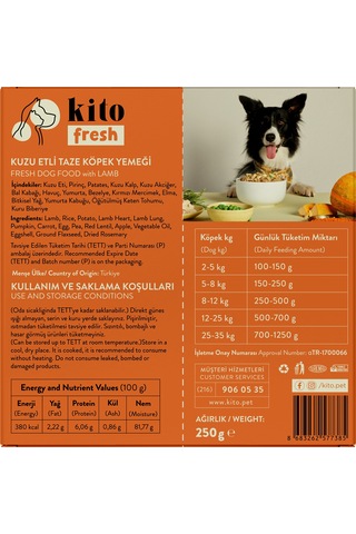 Kito Kuzu Etli Yavru Köpek Maması 2500 G + Kito Fresh Kuzu Etli Köpek Yemeği 6'lı
