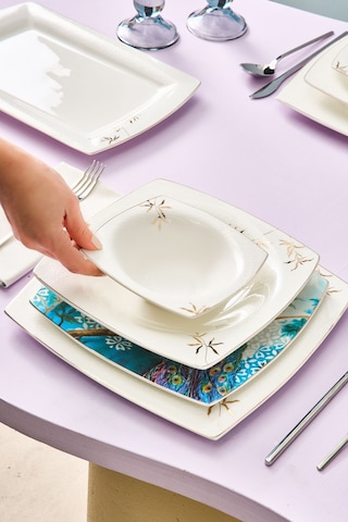 Karaca Fine Pearl Pavo 62 Parça 12 Kişilik Yemek Takımı Gold