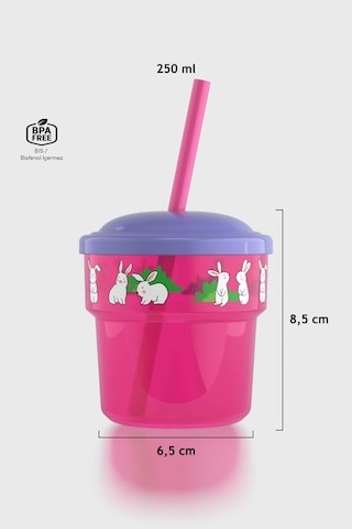 Renga Fizbo Tavşan Desenli 250 Ml Pipetli Pp Bebek Bardak 222049 Pembe - Mor