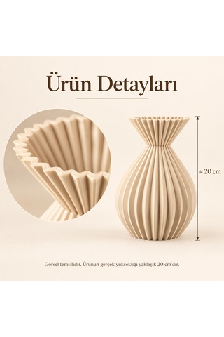 Ahenk Serisi Dekoratif Vazo 20 Cm Kuru Çiçek Ve Pampas Vazosu Bej