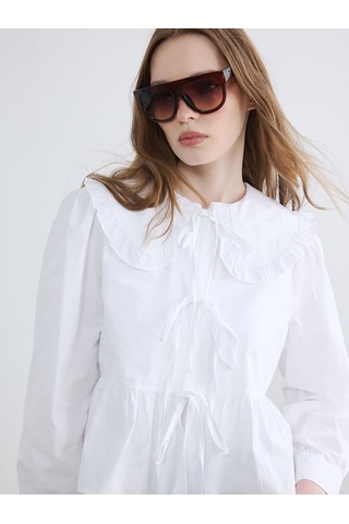 Lcw Modest Ekru Bebe Yaka Bağlama Detaylı Bluz