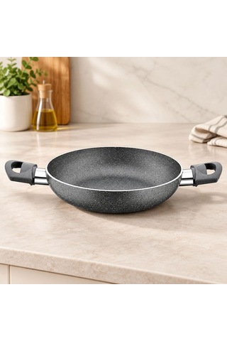Granit Tava 22 Cm Çift Saplı Gri Kırçıllı Çok Renkli