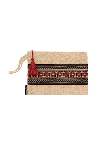 Yaratıcı Tasarım Hasır Kadın Portföy & Clutch Çanta Kırmızı
