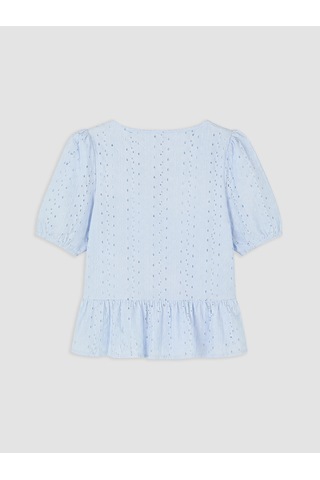 Lcw Vision Mavi Brode Bağlamalı Peplum Bluz