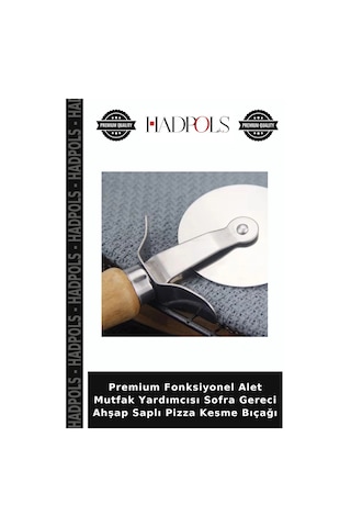 Premium Fonksiyonel Alet Mutfak Yardımcısı Sofra Gereci Ahşap Saplı Pizza Kesme Bıçağı
