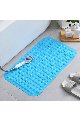 Yunboo Mavi Pvc Banyo Anti Kayma Mat, Yüzme Havuzu Banyo Tabanı, Süction Cup Dizaynlı, Taban Masajlı, 35x70cm Diğer