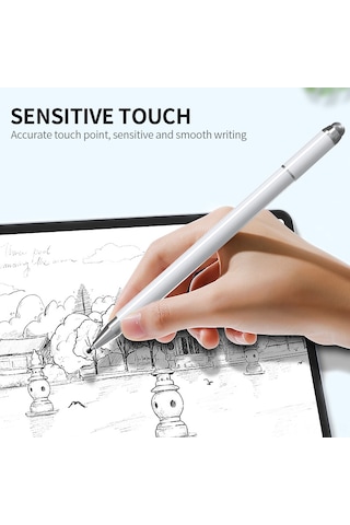 Yaozixa 3'lü Metal Dokunmatik Kalem: Disk+iletken Kumaş Ucu+neutral Kalem, 180 Eğilebilir Uç, Hassas Yazı, İos/android Uyumlu, Beyaz