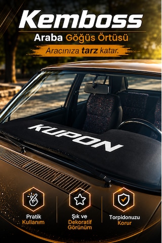 Siyah Kupon Baskılı Araba Göğüs Örtüsü