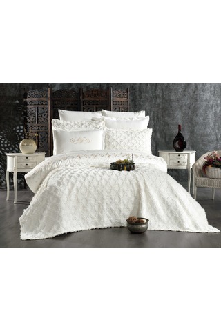 Çapa Ev 3 Parça Harem Yatak Örtüsü Krem