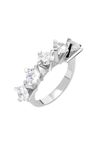 Tesbihane Starlight Diamond Pırlanta Montür Elegance 925 Ayar Gümüş Kadın Beştaş Yüzük Beyaz