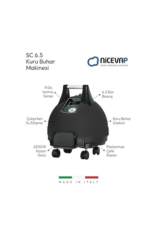 Nicevap SC6.5 Kuru Buhar Üretebilen 6.5 Bar Buharlı Temizleyici