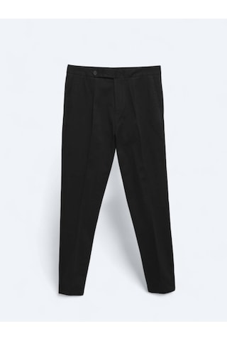 Kip Siyah Dokuma Carrot Fit Casual Pamuk Karışımlı Pantolon Siyah