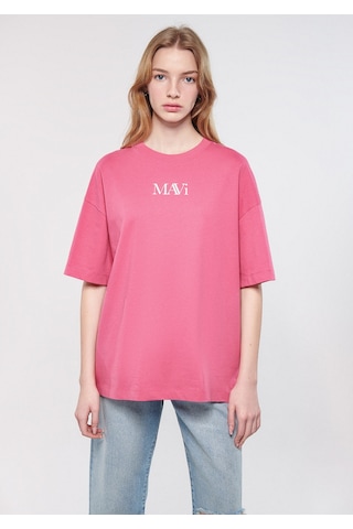 Mavi - Mavi Logo Baskılı Pembe Tişört 1611593-84680 Pembe