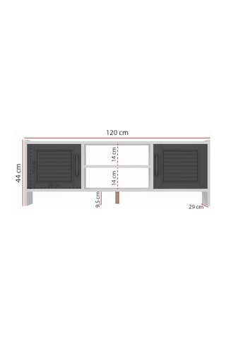 Molde Retro Tv Sehpası Mdf Membran Kapaklı Raflı Tv Ünitesi Televizyon Sehpası Beyaz - Antrasit