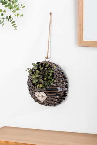 Porsima 2065-1 Kahve Dekoratif Çok Amaçlı Saksılık Hasır Modelli Saksı Çiçeklik