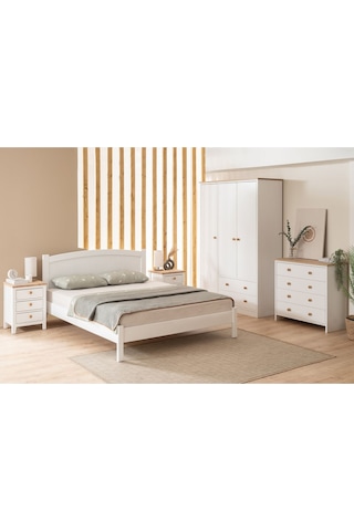Rüzgar Modern İnci Beyaz Çift Kişilik Karyola