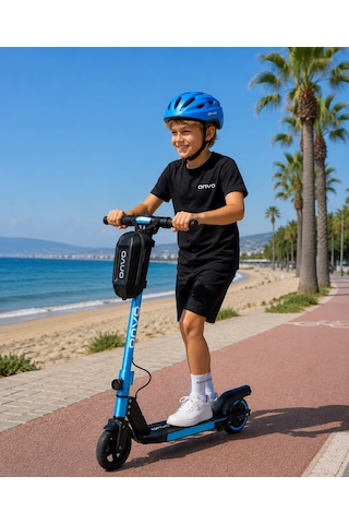 Onvo Kx-01 Mavi 150 W Çocuk Elektrikli Scooter Kasklı