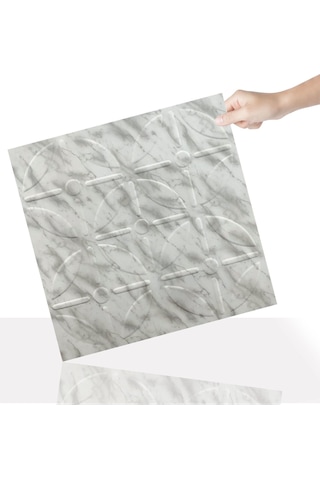 3 Boyutlu Duvar Paneli Kabartmalı Geometrik Yuvarlak Desen Pvc 41x41 Cm/ 6 Adet /1 M² Mermer
