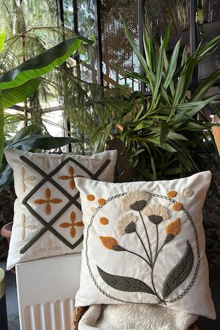 Elart Bohem Kırlent Kılıfı 2 Adet 40x40 Cm Sarı-yeşil Sarı-Yeşil