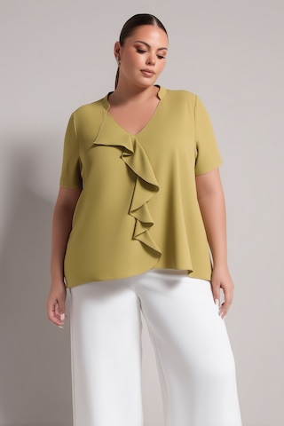 Hanezza V Yaka Ön Fırfırlı Bluz Olive - 4940930 Olive