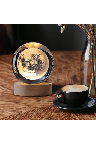 Homyl 60mm Top Gece Lambası, Oturma Ay-kristal-topun-çapı:-6cm Ay