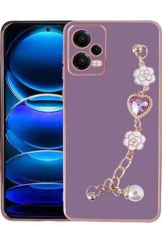 Xiaomi Redmi Note 12 5g Kılıf El Tutamaçlı Kamera Korumalı Zore Taka Silikon Kapak Mor