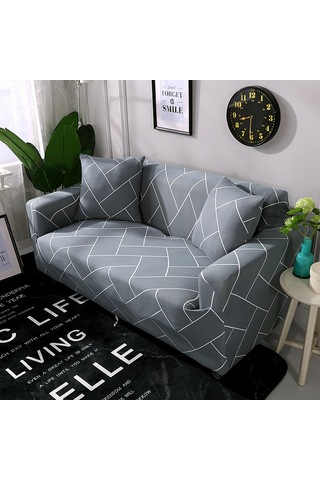 Suofeng Tek Kişilik Koltuk Örtüsü Elastik Tam Kaplama Kalın Polyester 90-140 Cm + Yastık Kılıfı Ve Köpük Çubuklar Haki