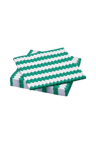 Ikea Vınterfınt Desenli Peçete, Yeşil-beyaz, 33x33 Cm, 30 Adet