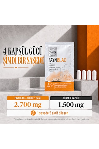 Faynblad D-mannoz, Cranberry Turna Yemişi , Kondroitin Sülfat Ve Hyaluronik Asit Takviyesi 30 Saşe