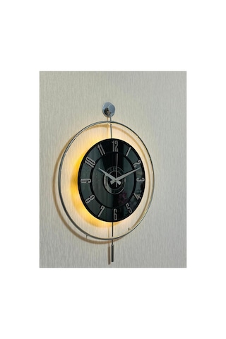 Pey Aksesuar Metal Camlı Duvar Saati Krom Statık 50 X 70cm Orta Boy Işıklı M51-kromgrı-füme-siyah-gümüş M51-kromgrı-füme-siyah-gümüş