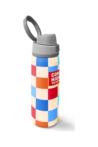 Coral High Çok Renkli Dama Desenli Pipetli Ve Direkt İçim Çelik Termos 800 Ml 38503 Çok Renkli