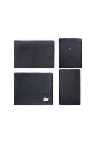 Keseli Organik Müslin Nevresim Takımı 100x135 Cm +/ - 3cm Çarşaf 120x150 Yastık 35x45 Cm Füme